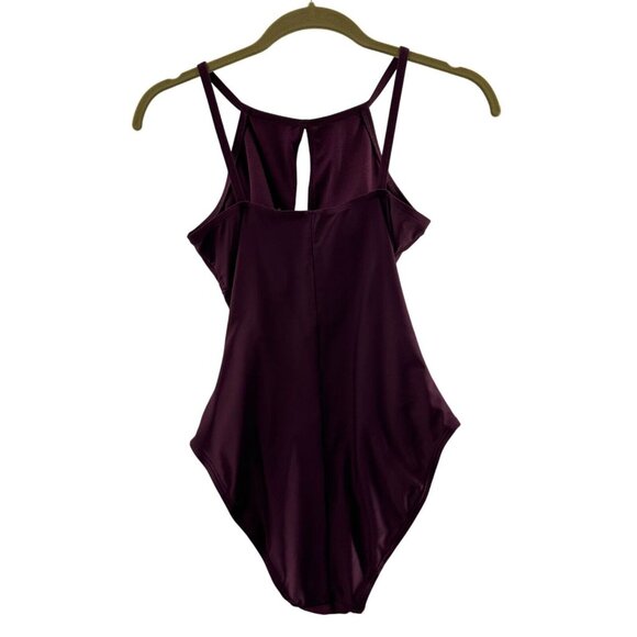 Ellen Tracy One-Piece Plum Swimsuit Ruching & Keyhole Back Size 6 Swim Purple - Picture 2 of 7